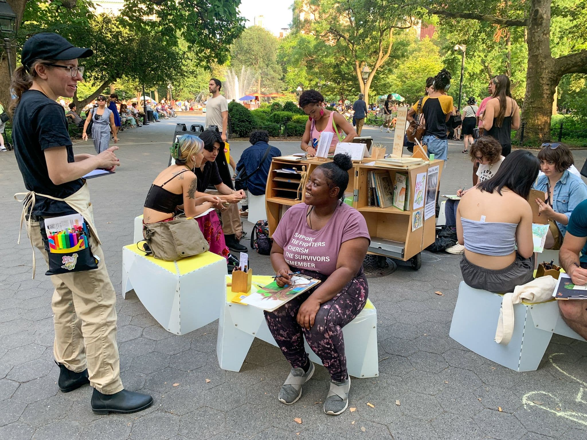 Street Lab program participants create in Washington Square Park.