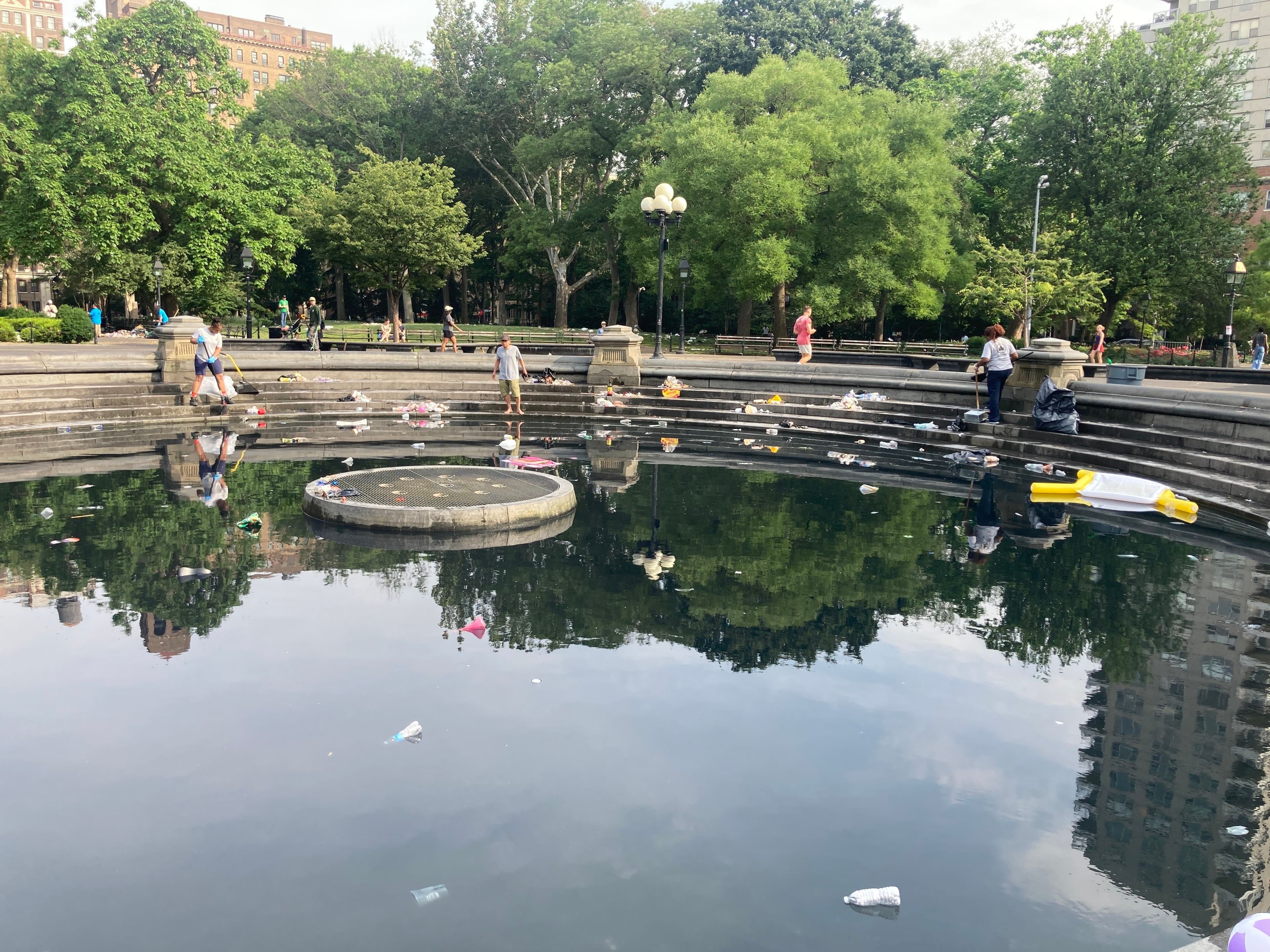 A photo of Washington Square Park after pride.