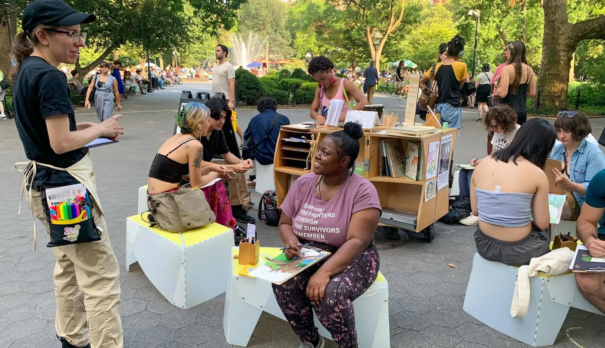People create art at Street Lab in Washington Square Park.