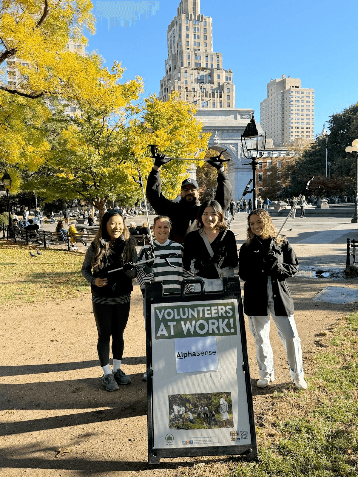 Young volunteers in the park