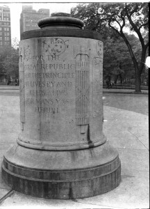 Flagpole in its original position in Arch Plaza