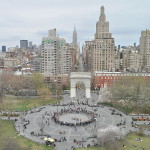 an aerial view of the Park with the fountain plaza in the center