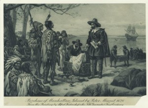 Artist's depiction of the fabled Purchase of Manhattan