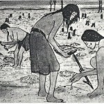 Artists depiction of Lenape men preparing soil for cultivation