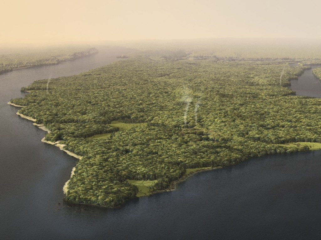 Historical illustration of Manhattan Island before 1609