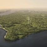 Historical illustration of Manhattan Island before 1609