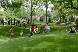 Children enjoying the Play Hills opening day, June 2014